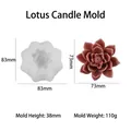 Lotusbloem siliconen mal met 73mm paarse waskaars variant en afmetingen specificaties - Lotusvorm