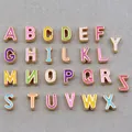 Set of 26 colorful enamel alphabet charms in macaron tones with gold metal edges - Alphabet Set (DY147) / Set of 26 / Style 41 Multicolor
