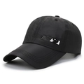 Unisex black quick-dry baseball cap with breathable fabric and athletic side graphic - Adjustable / Black