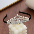 Sparkling silver crown headband with rhinestones and pearls for girls princess costumes - Swan Crown