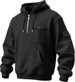 Sudadera de forro polar negra para hombre con media cremallera y múltiples bolsillos - M / Negro