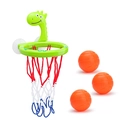 Green dinosaur basketball hoop set for kids bath with suction cups and three mini balls - Green Dinosaur - Bagged - With 3 Balls