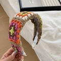 Handcrafted crochet headband with colorful granny square pattern for a fresh floral style - Coffee Colorful Crochet Embroidered Headband