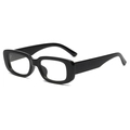 Kleine Retro-Sonnenbrille mit dickem schwarzem Rahmen und klaren transparenten Gläsern - Schwarzer Rahmen Klare Gläser