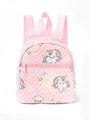Pink mini backpack for kids featuring V-quilted faux leather and unicorn patterns - Pink Unicorn Quilted
