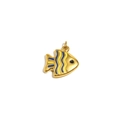 18K gold plated stainless steel fish pendant with blue and yellow enamel details - Blue Yellow Striped Fish (N3726_2)