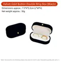 Black velvet double ring box with gold clasp for couples engagement rings - Double Ring Box / 7.5*4*3.5cm / Black (White Lining)