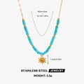 Turquoise Blue Beaded Sun Necklace (Style 3)