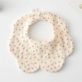 Floral pattern petal baby bib in 100% cotton gauze with snap closure and soft texture - Gauze Flower Band - Foreign Rose