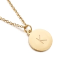 Collier en acier inoxydable doré avec un pendentif rond gravé d'une lettre K majuscule - Lettre K