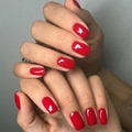 Glossy solid red square press-on nails with a polished mirror finish for women - Medium Square / Red