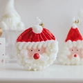 Handcrafted Santa Claus scented candle with red hat and gold bell for Christmas decor - Round Santa Claus Cake Candle