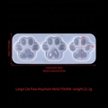 Cat paw silicone mold for DIY keychains featuring three compartments and clear dimensions - Large Cat Paw Keychain Mold YSK#04