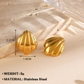 Golden shell-shaped stainless steel earrings measuring 2.2CM by 1.8CM and weighing 6g - Gold Shell Stud Earrings
