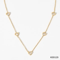 Adjustable golden stainless steel necklace with five sparkling heart-shaped zircon stones - Gold Necklace + White Zirconia(KDD129)