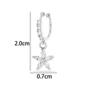 Manchette d'oreille argentée étoile avec pendentif cœur en zircon, bijou sans perçage - Forme d'étoile (2624-9#) / Argent