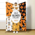 Dettaglio coperta in flanella di Halloween con motivi a cartone di zucche e fantasmi - Stile 10-Collage di Elementi di Halloween / 70*100CM