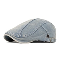 Berretto vintage in denim lavato azzurro con fibbia laterale regolabile da donna - Blu e Bianco