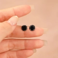 Orecchini a perno minimalisti in argento sterling S925 con onice nera per donna - Argento 925 / Onice Nero Oro Nero