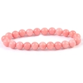 Pink quartz 8mm beaded bracelet with smooth round polished crystal stones - 8mm / Solid Pink Chalcedony