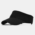 Detail view of the stitching and fabric texture on a black open-top sun visor hat - Adjustable / Black