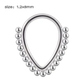 Silver teardrop stainless steel nose ring with beaded edge detail in size 1.2x8mm - NO 10 (Teardrop Beaded)