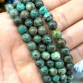 Natural round gemstone beads in turquoise and brown shades for DIY jewelry making - African Pine Stone / 4mm Approx 93pcs