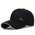 Black cotton baseball cap with mountain embroidery and white brim sandwich detail - Adjustable / Black with White Edge