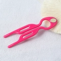 U-shaped wavy hair fork in vibrant rose red resin for elegant bun hairstyles - 9cm Fishtail Double Prong (Labeled Rose Red) / 9cm U-Shaped Hair Fork / Rose Red