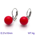 Élégantes boucles d'oreilles en acier titane or rose avec perles rouges et crochet - Rouge acier