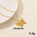 Minimalist golden hollow butterfly pendant necklace, size 24x30mm and weight 5.4g - Carved Butterfly Style (S564-G+N22-G)
