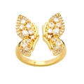 Exaggerated gold butterfly open ring with sparkling crystals for women in minimalist style - Adjustable Open / White