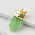 Macro view of S925 sterling silver gold-plated pendant with green marble stone texture - Green Stone (Pendant Only (Without Chain)) / 925 Silver / Gold