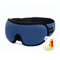 Breathable blue 3D sleep mask set with noise-canceling earplugs and portable storage case - Mask + Earplugs / Blue