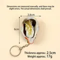 Realistic artificial oyster keychain model with detailed resin meat texture on metal ring - Sauced Oyster - Keychain