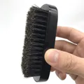 Men's facial grooming beard brush featuring a black handle and dense black bristles - Beech Wood Grooming Brush 11x5.2x3CM