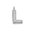 Polished silver stainless steel puffy bubble letter L pendant with a metallic finish - Silver Letter L
