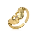 18K vergoldeter Ring mit Händedesign, funkelndem Zirkon und verstellbarer offener Schiene - Einstellbar Offen / Goldene Hände Herz
