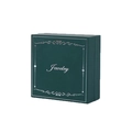 Dark green square jewelry gift box featuring a white decorative frame and Jewelry text - 5*4.5*4cm / Emerald