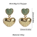 Vista dettagliata del peso 4,90g e dimensioni 23mm degli orecchini a cuore d'oro - Verde (CX101-2)
