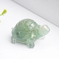 Cute green natural crystal turtle figurine with sparkling gold flakes for home decor - Aventurine V2