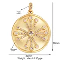 Gold circular starburst pendant with clear cubic zirconia inlay and 30mm diameter - L614639-Gold