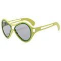 Oversized lime green square sunglasses with grey translucent lenses for outdoor fashion - Green Frame Light Grey Lens