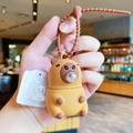 Ginger Capybara silicone earphone case with lanyard and bubble nose detail - Coffee Capybara Bubble (Backup Included)