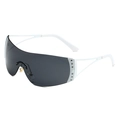Y2K rimless shield sunglasses in white frame with grey lenses and star rhinestone detail - White Frame Gray Lens