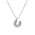 Polished silver brass puffy balloon letter U pendant necklace with box chain - Necklace U