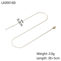 Detailed macro view of 0.2cm gold snake chain with size specifications and s-curve layout - LX00016D (Oval Link Chain)