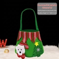 Green Christmas gift bag with plush 3D bear and striped handle for holiday treats - Elf Bear