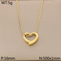 Collar con colgante de corazón de oro de 18K, dije de 16mm y cadena de serpiente de 500mm - Estilo de Corazón Abierto (KN238350-Z) / Dorado
