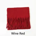 Wine red mohair scarf with soft knitted texture and elegant long fringed edges - Burgundy